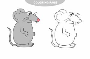 Простая раскраска милая крыса линейная векторная иллюстрация для раскраски