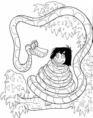 Раскраска Питон поймал Маугли