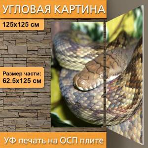 Угловая модульная картина Аметистовый питон, змея, питон для интерьера на стену