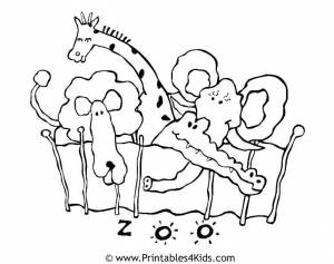 Раскраски Раскраска Звери за забором зоопарка зоопарк, Download print coloring page