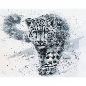 Раскраска по номерам Снежный барс картина 30х40 см на холсте Menglei