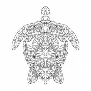 Морская черепаха в стиле арт-линии ручная рисованная векторная иллюстрация дизайн для раскраски