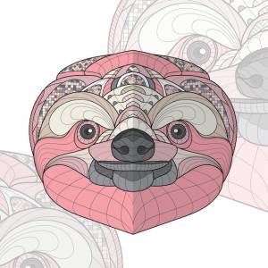 Стзованный zentangle животных раскраски ленивец иллюстрации