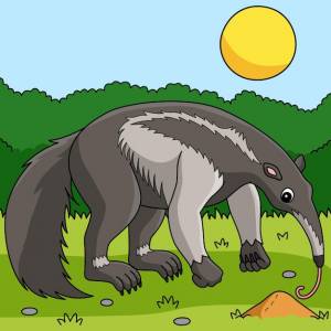 Гигантский муравьед животных цветной мультфильм иллюстрации
