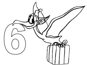 Раскраски цифра, Раскраска Птеродактиль Цифра