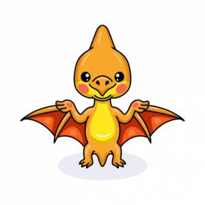 Милый маленький птеродактиль динозавр мультфильм поднимая руки