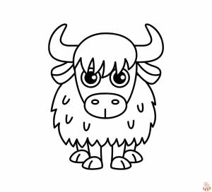 Раскраски Як для печати  для детей и взрослых