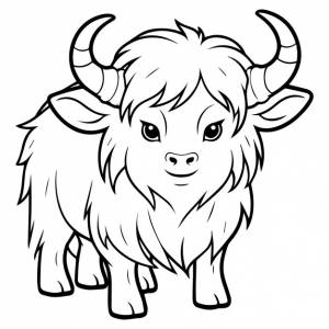 раскраски як, иллюстрация в стиле каваи, рисунок линии як