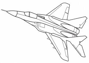 Раскраска МиГ-29 советский истребитель