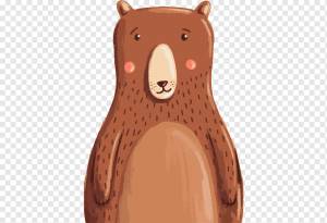Бурый медведь евклидов рисунок, нарисованный вручную мультфильм медведь, Акварельная живопись, коричневый, млекопитающее png