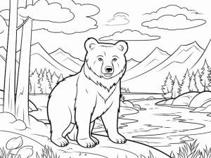 Медведь раскраски страницы книги черно-белые очертания животных зоопарка иллюстрации для детей