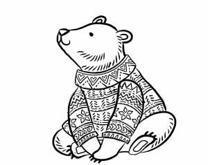 Раскраски медведь с рыбой