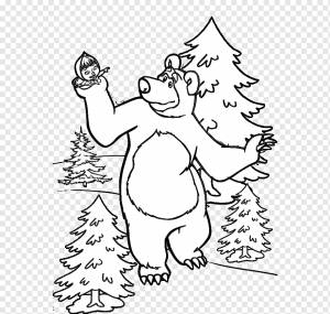 Медведь Маша Черно-белый рисунок Раскраска, Маша и Медведь панда, белый, млекопитающее, карнавор png