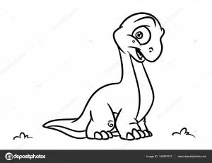 Динозавр диплодок раскрашивает страницу карикатуры Стоковая иллюстрация ©Efengai 145587673