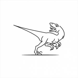 Динозавр raptor древние доисторические животные вектор зверь рептя монстр иллюстрация графическая линия a