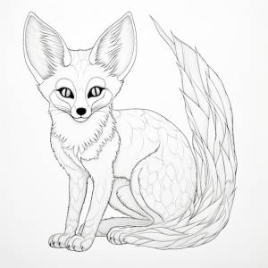 Черно-белая раскраска лисы фенек