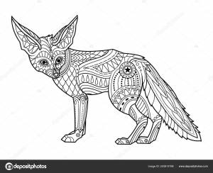 Окраски Лисы Ручной Рисунок Декоративного Искусства Взрослых Раскраски Книги Векторное изображение ©lumyaisweet 243914798