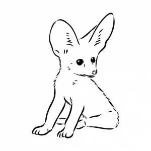 иллюстрация молодой лисы фенек, идущей лисы фенек векторный эскиз