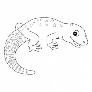 Леопардовый геккон животное изолированные раскраски страницы