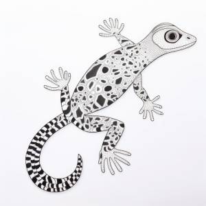 Черно-белая раскраска геккона