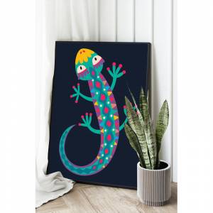 AAAA-Q1145 Цветной геккон Животные Ящерица Детская Для детей Для мальчика Для девочек Маленькая Легкая Яркая Раскраска картина по номерам на холсте недорого