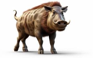 Атакующий коричневый бородавочник 3d-рендеринг мультфильма изолирован на белом фоне