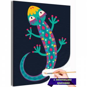 AAAA-Q1145 Цветной геккон Животные Ящерица Детская Для детей Для мальчика Для девочек Маленькая Легкая Яркая Раскраска картина по номерам на холсте недорого