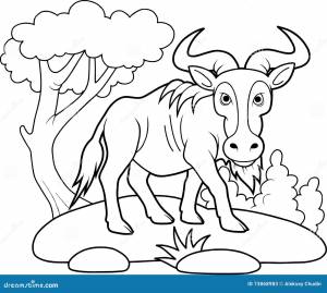 Антилопа гну идя на саванну Иллюстрация вектора