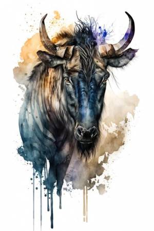 Иллюстрация антилопы гну акварелью животное на белом фоне генеративный ai