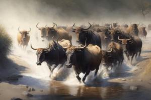 Антилопа гну, великое травоядное животное африканской саванны, созданное с помощью генеративной технологии искусственного интеллекта