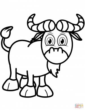 Раскраска Мультяшная антилопа гну