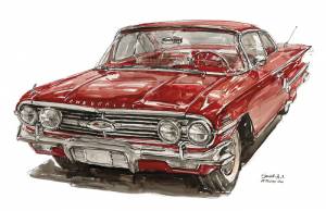 Иллюстрация 1960 Chevrolet Impala Sport Coupe в стиле графика