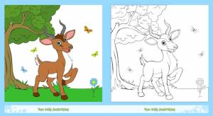 Детские раскраски  раскраски импала иллюстрация уровень 2