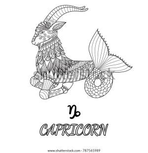Line Art Design Capricorn Zodiac Sign