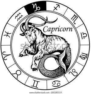 Capricorn Astrological Zodiac Sign Black White