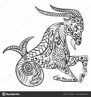 Zentangle zodiac capricorn vector Векторное изображение ©tiverets 140742802