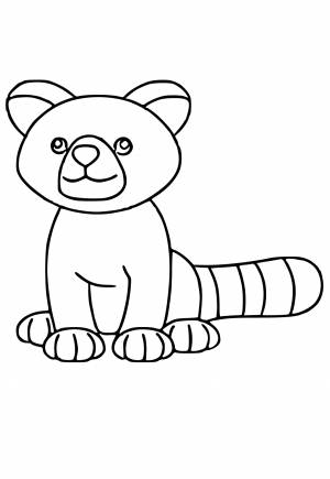 Раскраска Красная Панда Легкий