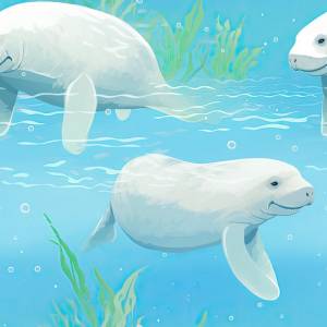 Дружелюбный ламантин, скользящий по кристально чистой воде