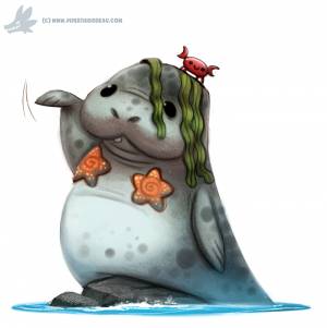 Фото Ламантин с крабиком на камне, by Cryptid-Creations