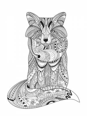 Раскраска Лиса Антистресс картинка в формате