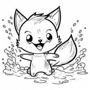 Маленькая милая детская векторная лиса улыбается