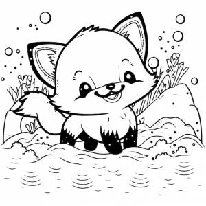 Маленькая милая детская векторная лиса улыбается