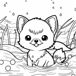 Маленькая милая детская векторная лиса улыбается