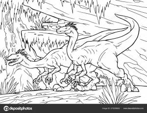 Раскраска, велоцираптор динозавр, раскраска Векторное изображение ©Black_Rhino 273229652