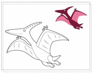 Книжка-раскраска для детей динозавр птеродактиль вектор