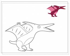 Книжка-раскраска для детей, динозавр, птеродактиль, вектор