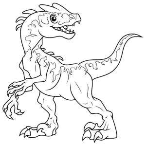 Иллюстрация мультяшного динозавра indominus rex line art