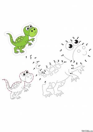 Раскраска Динозавр по точкам