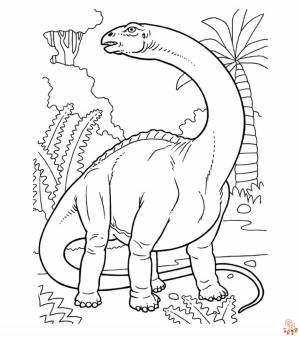 Наслаждайтесь веселыми и бесплатными раскрасками Бронтозавр