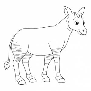 Окапи животное изолированная страница раскраски для детей